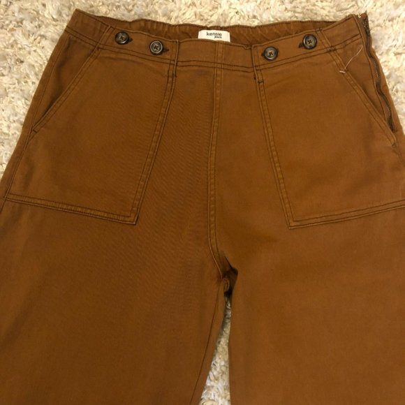 Kensie Pants 14/32 Brown High Waist Wide Leg Pockets Boho Jeans Crop/Ankle - Picture 3 of 14